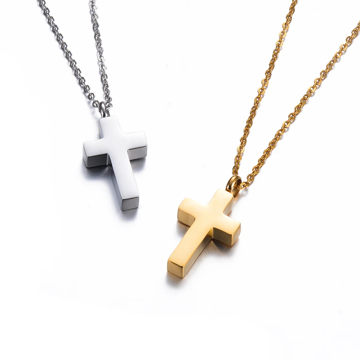 Stainless Steel Classic Cross Cremation Urn Locket Pendant Necklace Memorial Keepsake Jewelry For Women/Men