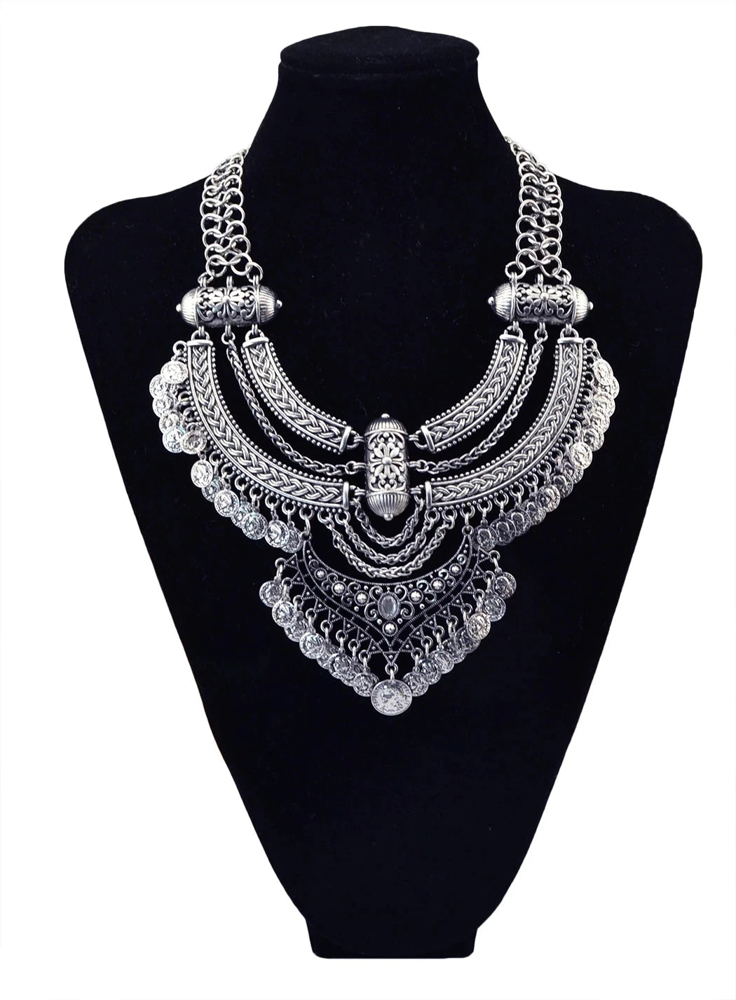 Gypsy Bohemian Chunky Tibetan Silver Necklace – Festival Party Jewelry for Women