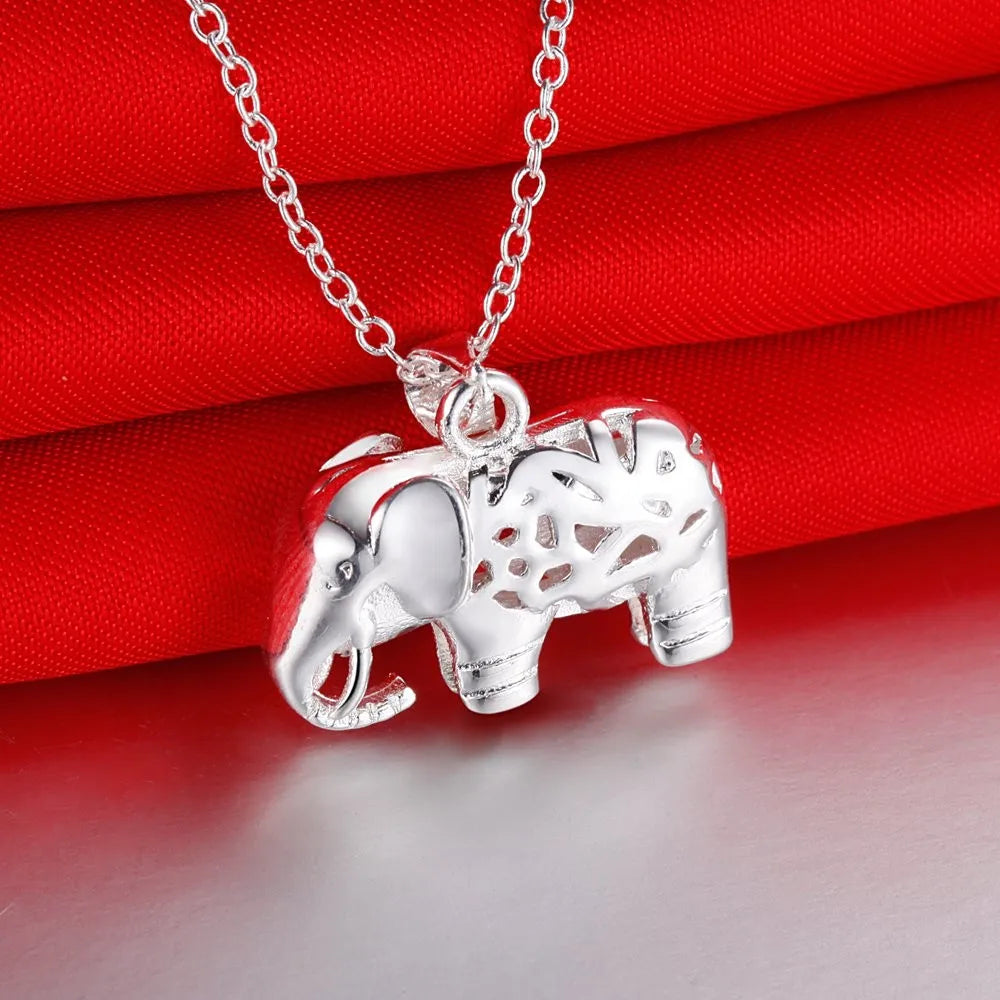 925 Sterling Silver Elephant Pendant Necklace – Fashion Wedding & Party Jewelry for Women