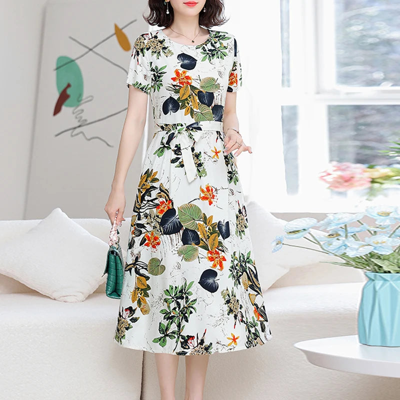 2024 Floral Print Bohemian Dress – O-Neck Sleeveless Loose Long Dress for Women