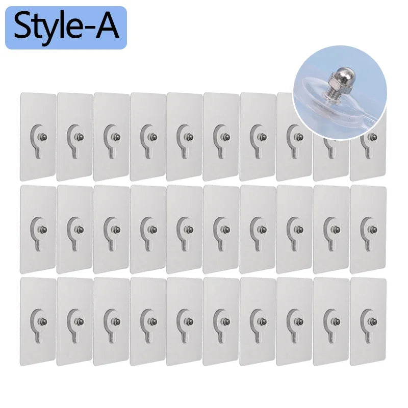 Adhesive Wall Hooks – Punch-Free Hanging for Frames, Clocks & More (50/1 Pcs)
