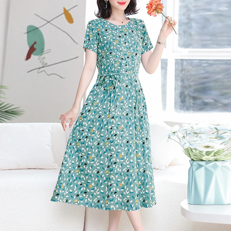 2024 Floral Print Bohemian Dress – O-Neck Sleeveless Loose Long Dress for Women