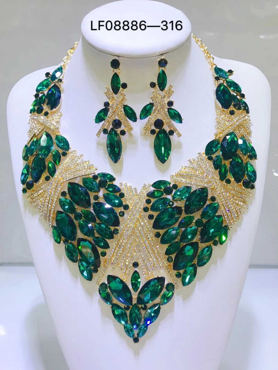 Women's Crystal Rhinestone Jewelry Set – Necklace & Earrings for Wedding