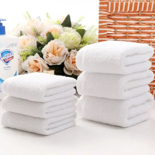 10PCS White Cotton Towels – Soft Face & Hand Towels for Multi-Purpose Use