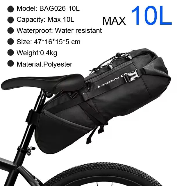 NEWBOLER 13L Waterproof Bike Saddle Bag – Foldable Rear Trunk for MTB/Road