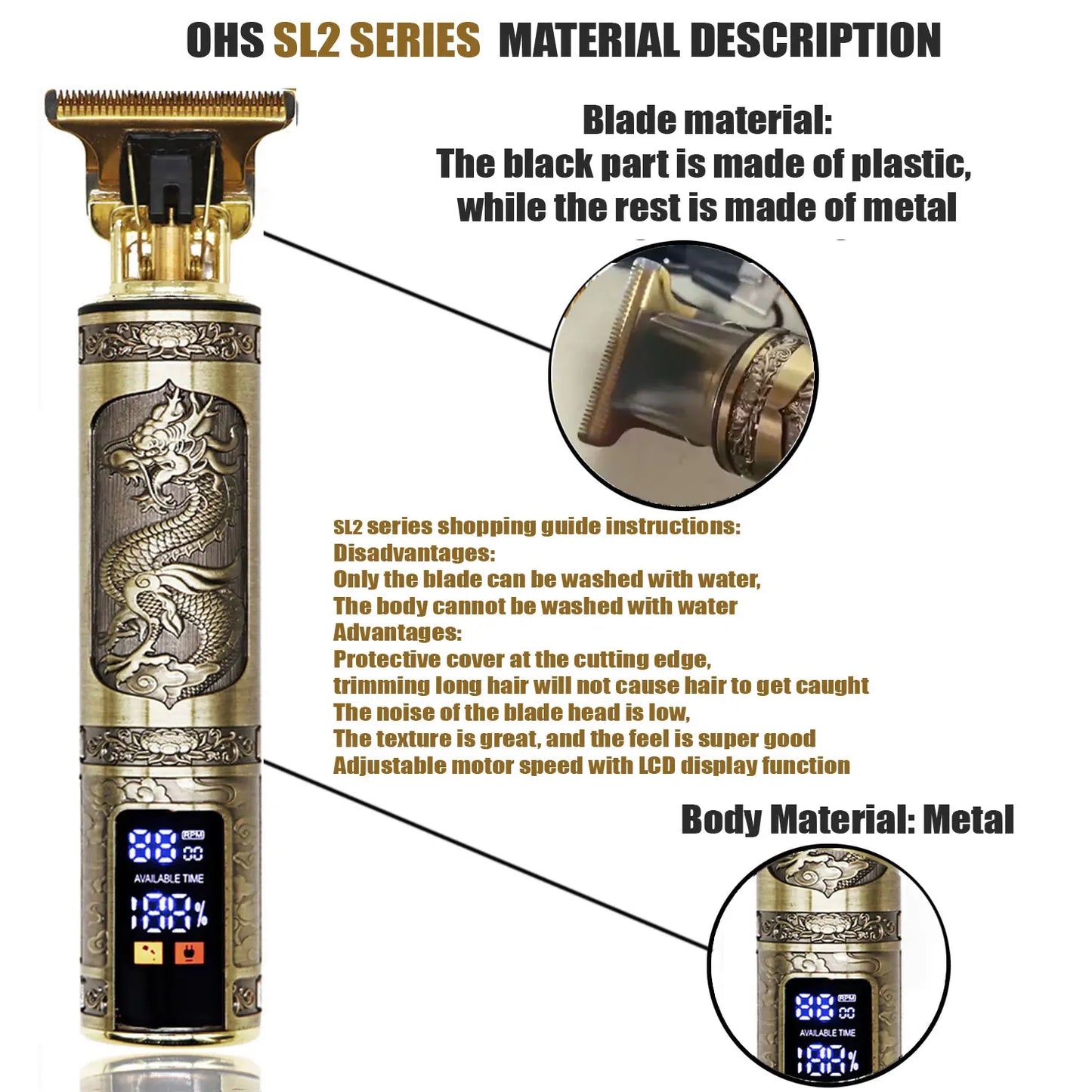 Vintage T9 Hair Clipper – 0mm Beard & Body Trimmer for Men