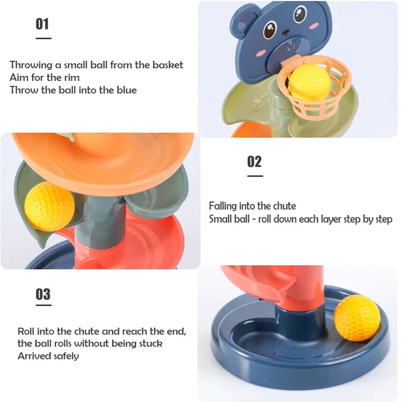 Montessori Ball Track Tower – 2–7 Layer Rotating Stacking Toy for Babies