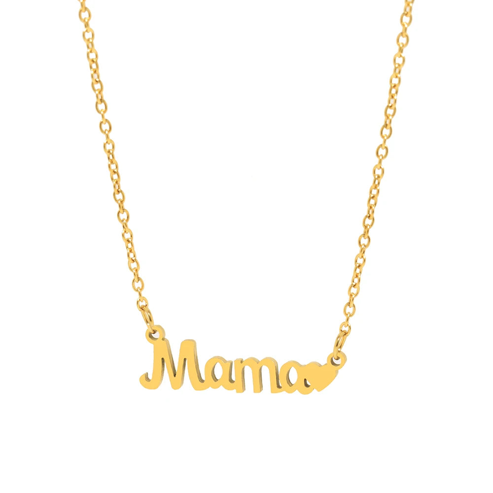 Stainless Steel Mama Love Heart Necklace – Fashion Pendant for Mother’s Day & Gifts