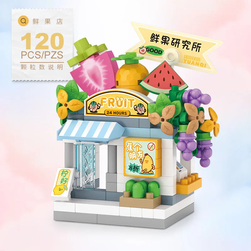 House Building Blocks Dessert Store Street View Snack Street Children's Toys Boys and Girls Gifts Compatible With Lego