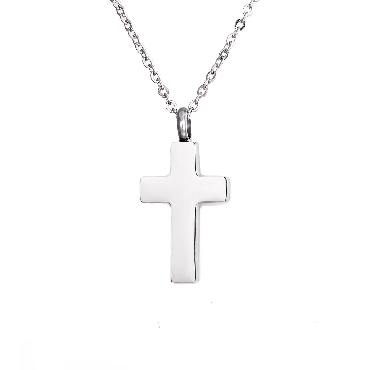 Stainless Steel Classic Cross Cremation Urn Locket Pendant Necklace Memorial Keepsake Jewelry For Women/Men