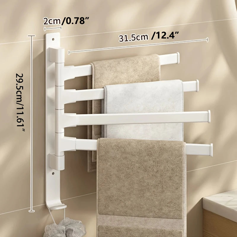 Rotatable Bathroom Towel Rack – Space Aluminum 2-5 Bar Wall-Mounted Holder