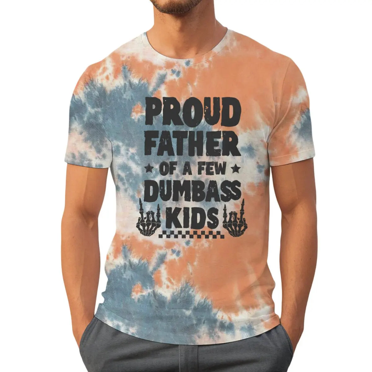 Proud Father Graphic T-Shirt – Retro Tie-Dye Casual Tee for Father’s Day