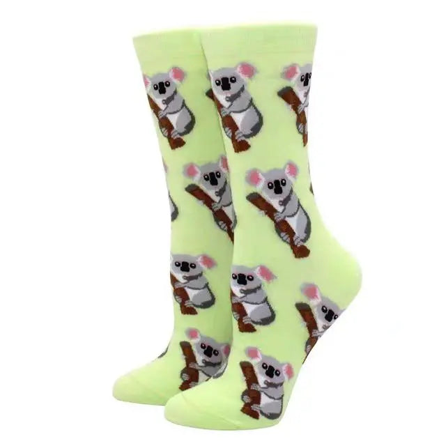 Cute Cartoon Women’s Socks – Kawaii Animal & Food Print Harajuku Style
