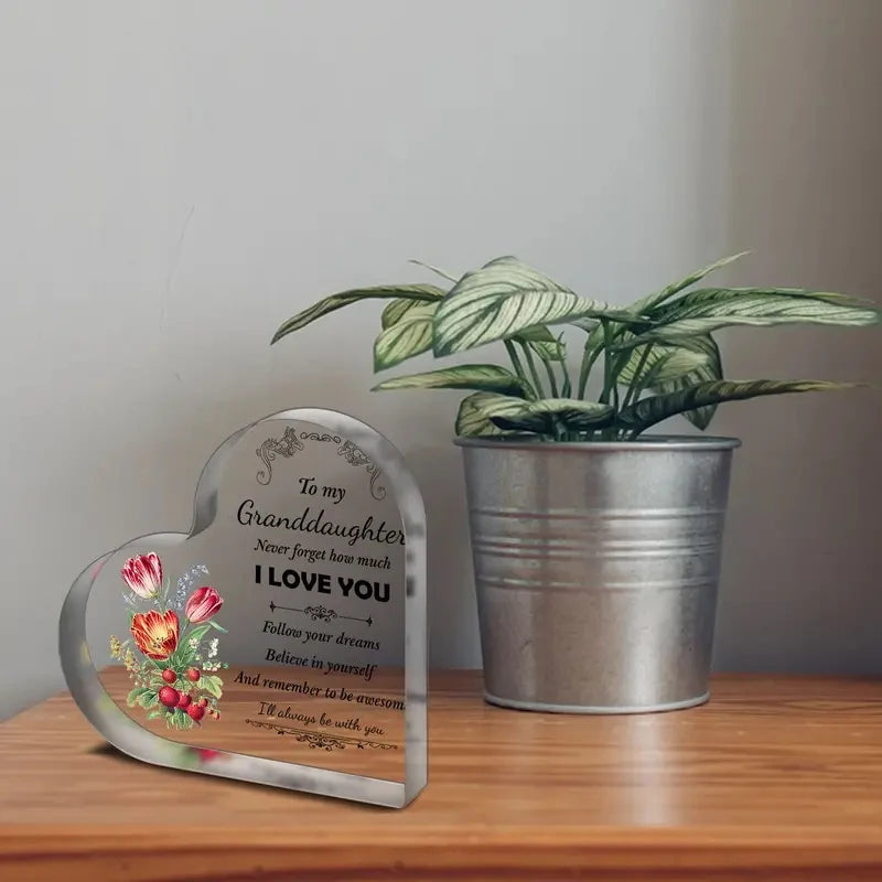 1PC engraved granddaughter gift - precious memories from grandparents - personalized acrylic tabletop decoration, a sentimental