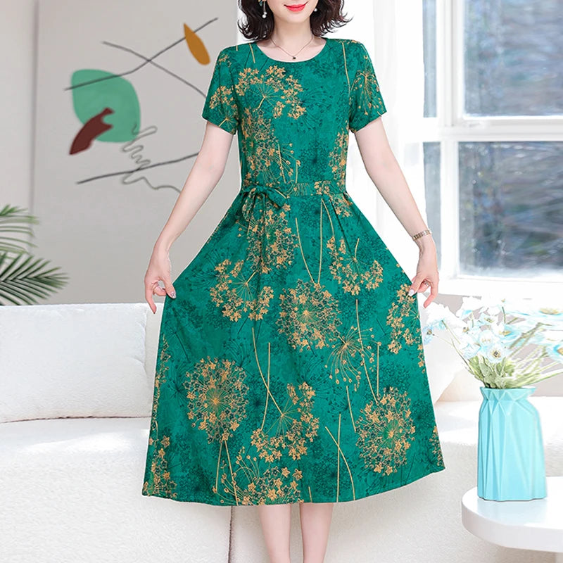 2024 Floral Print Bohemian Dress – O-Neck Sleeveless Loose Long Dress for Women