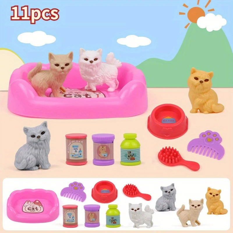 Cute Dog Pet Basket Toy Set with Cage – Random Colors