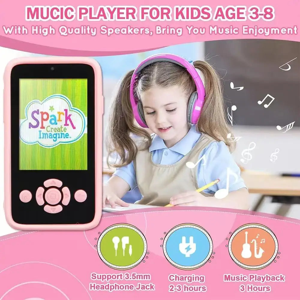 Children Phone Camera Toys Mp3 Music Player Puzzle Games Tooddler Leaning Toys for Girls Boys Age 3-10 Birthday Gifts With 32G