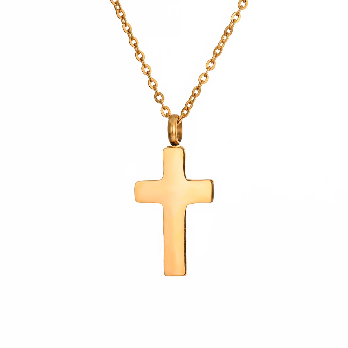 Stainless Steel Classic Cross Cremation Urn Locket Pendant Necklace Memorial Keepsake Jewelry For Women/Men