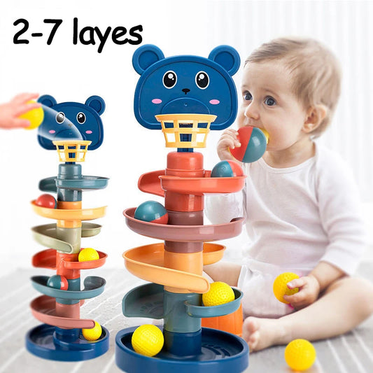 Rolling Ball Track Tower – 2–7 Layer Rotating Educational Toy for Babies & Kids