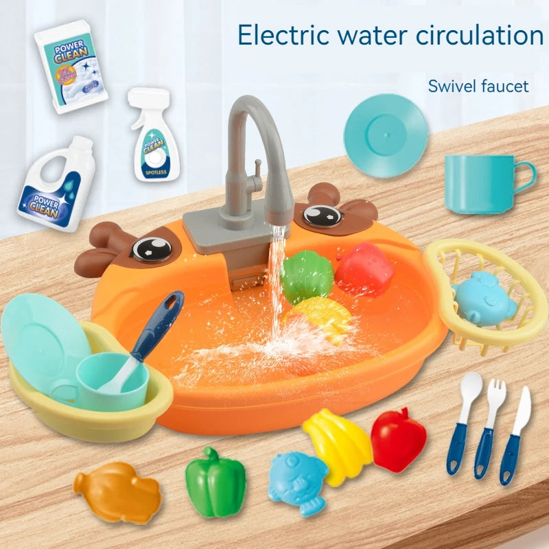 Kids Play House Kitchen Set – Electric Dishwasher & Sink with Circulating Water