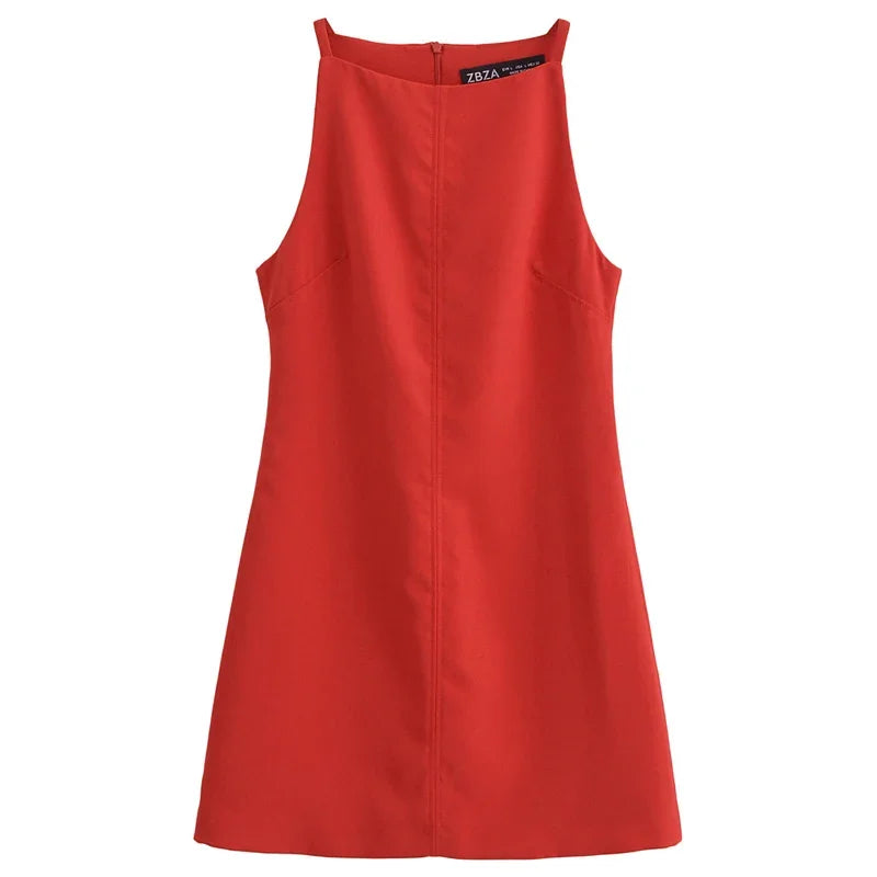 BWQ Fashion Summer Bodycon Dress – Sleeveless Mini Dress in White, Red, Blue, Black, Yellow