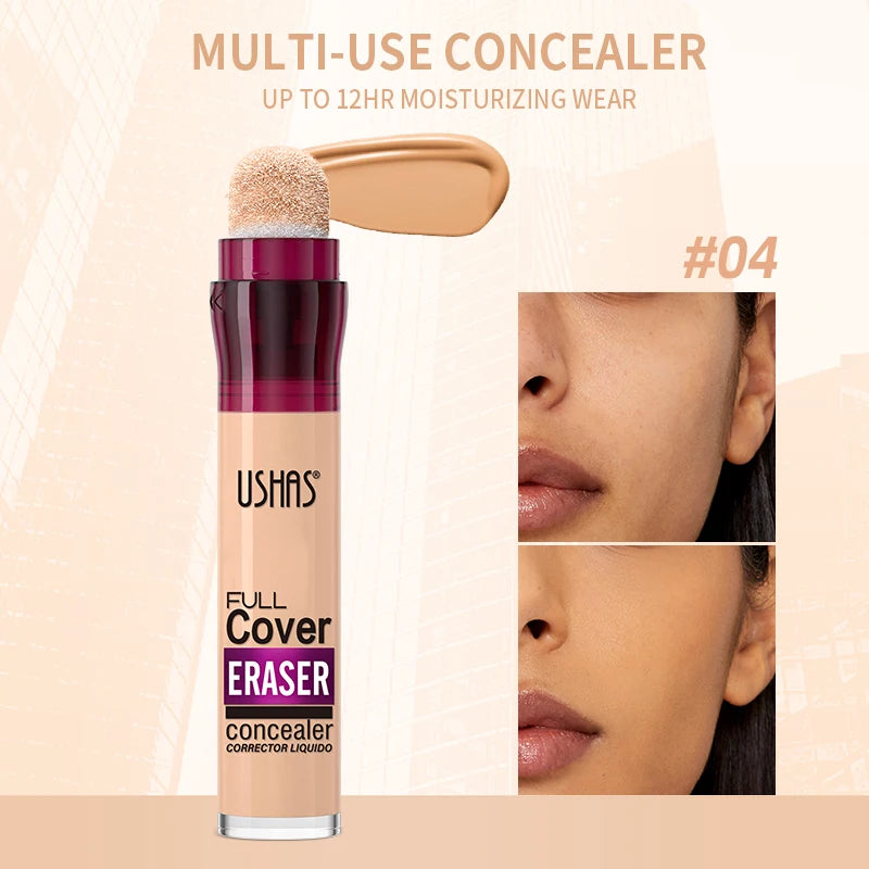 USHAS 12-Color Liquid Concealer – Moisturizing, Lightweight, Long-Lasting