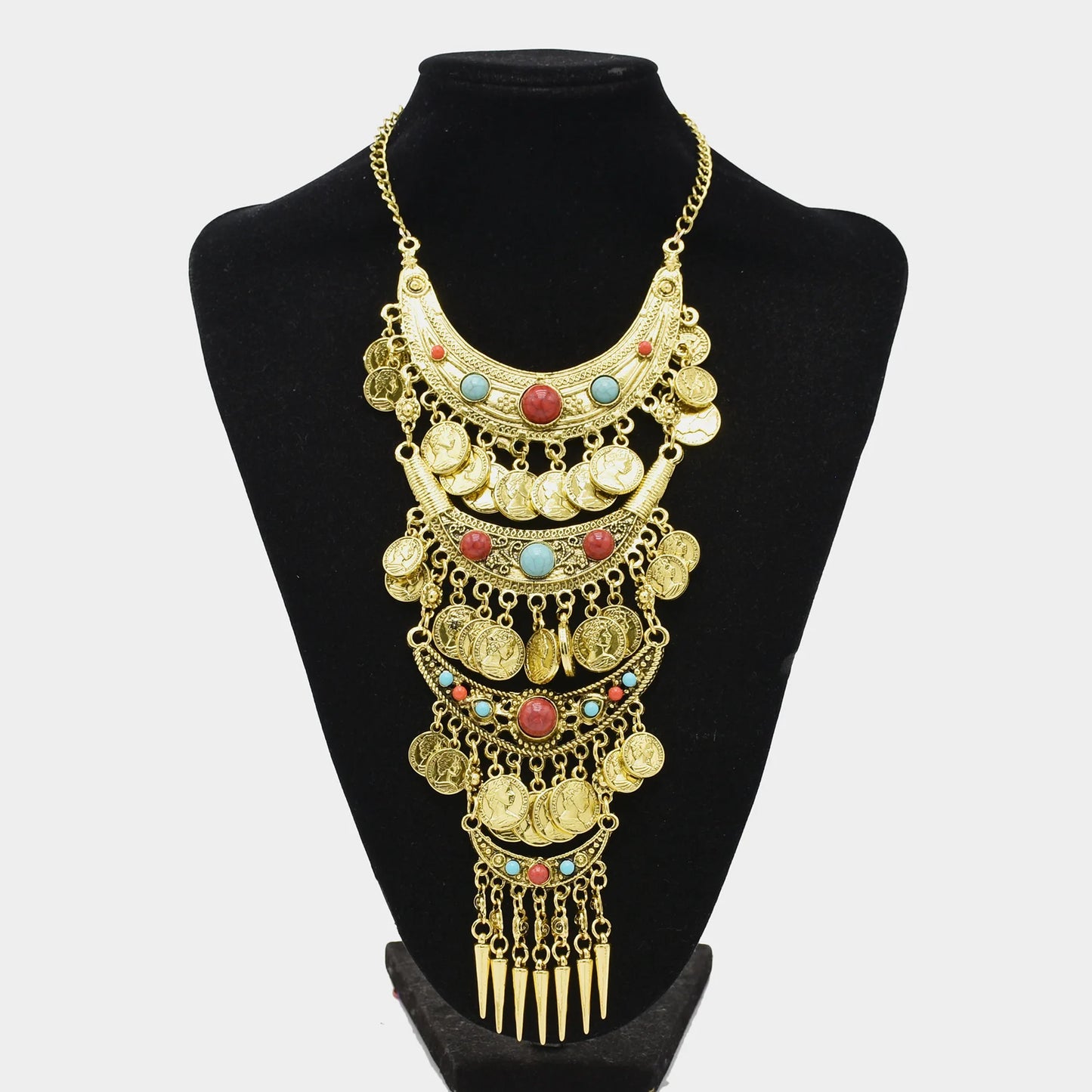 Gypsy Bohemian Chunky Tibetan Silver Necklace – Festival Party Jewelry for Women