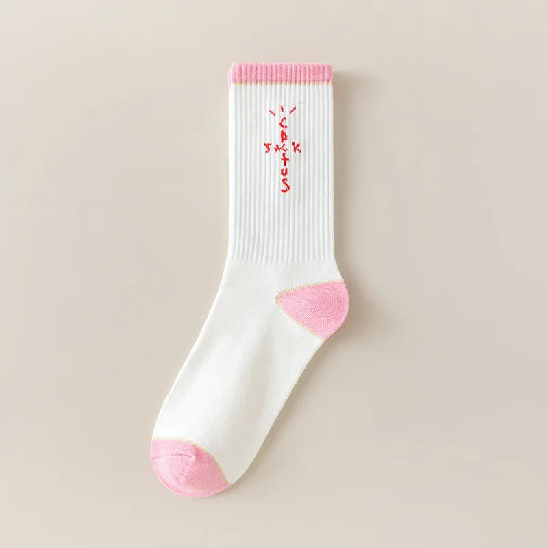 Fun street black men's socks, Cantum Jack skateboard socks, cute women's pink cotton socks as fashionable gifts