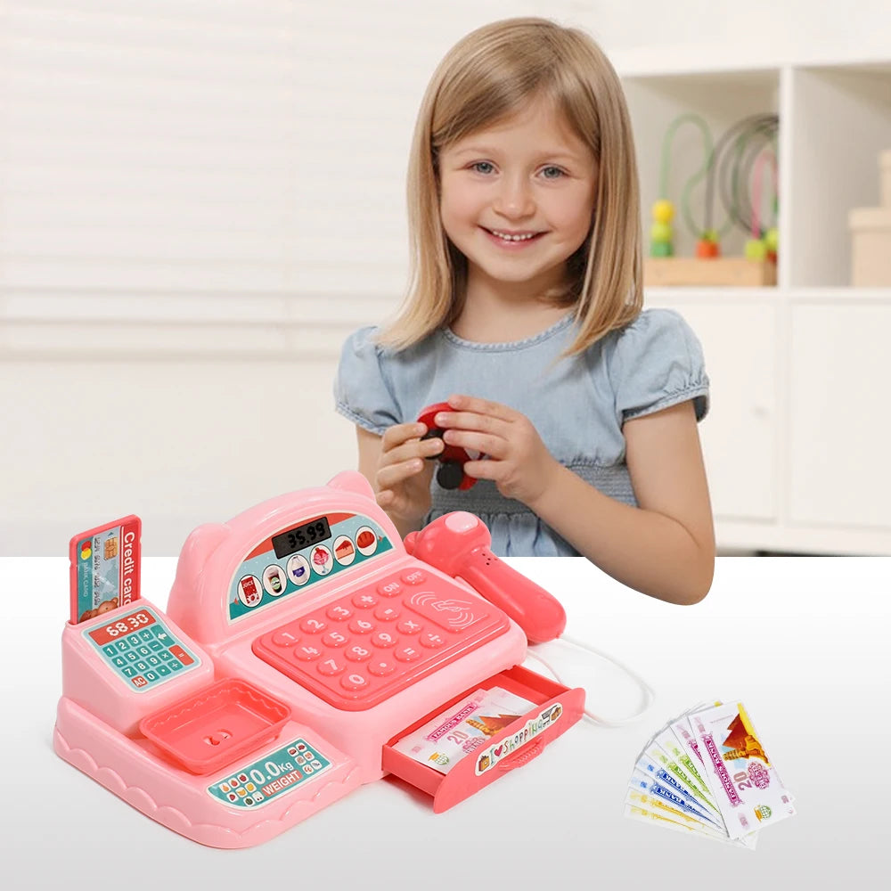 Kids Pretend Play Cash Register – Supermarket Toy with Music, Light & Interactive Fun