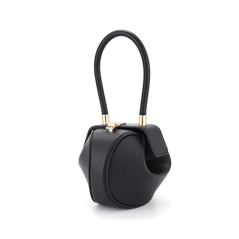 Mini Round Designer Handbag – PU Leather Bowling-Style Shoulder & Armpit Bag