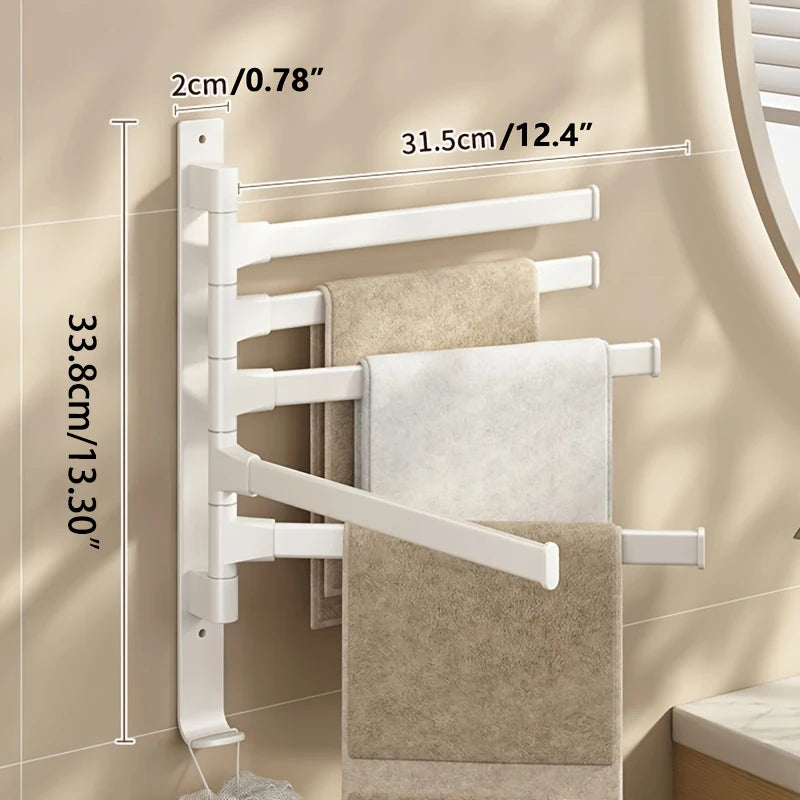 Rotatable Bathroom Towel Rack – Space Aluminum 2-5 Bar Wall-Mounted Holder