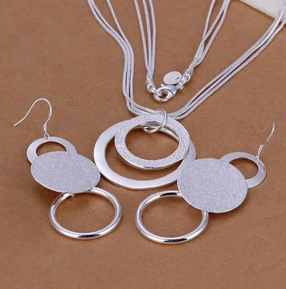 925 Sterling Silver Wedding Charm Set – Pendant Necklace & Earrings for Women