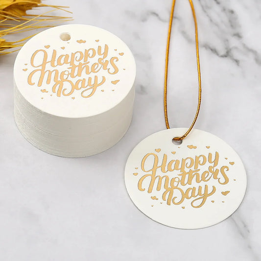 100pcs Happy Mother's Day Hang Tags – Bronzing Love Mom Round Cards for Gifts & Decorations