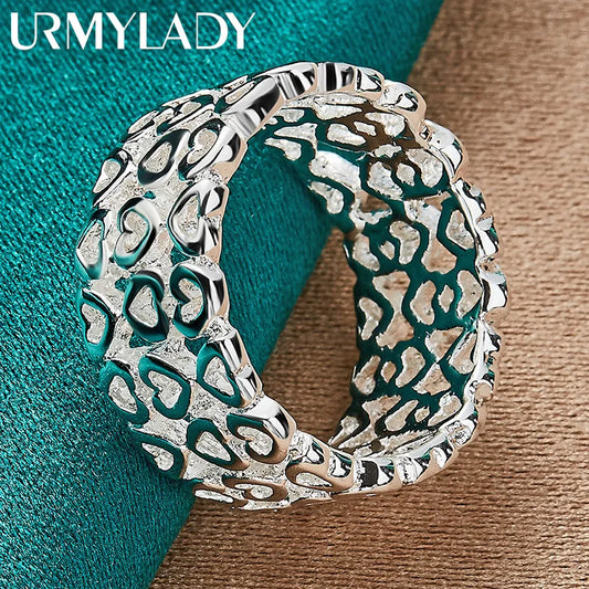 URMYLADY 925 Sterling Silver Hollow Heart Ring – Wedding & Engagement Jewelry