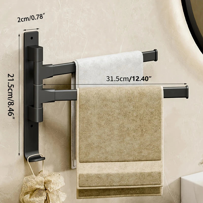Rotatable Bathroom Towel Rack – Space Aluminum 2-5 Bar Wall-Mounted Holder