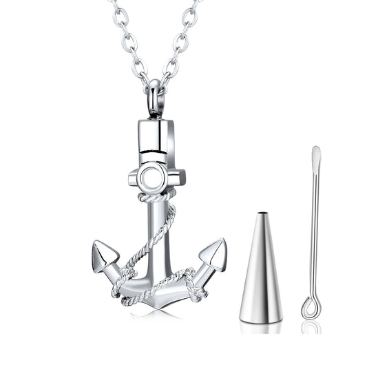 Anchor Cremation Urn Necklace – Stainless Steel Keepsake Jewelry for Ashes