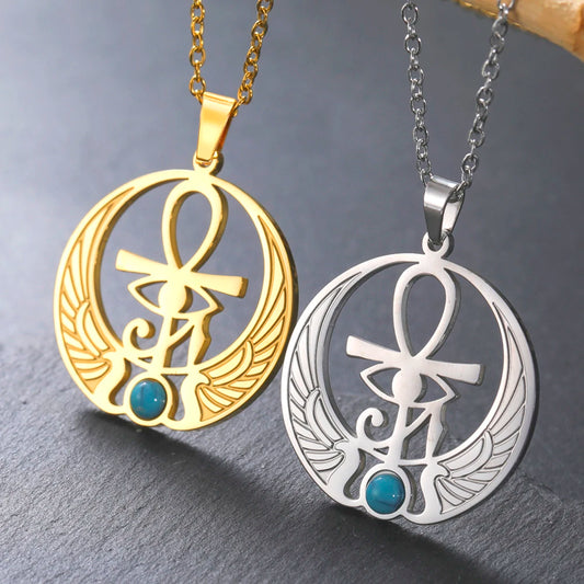 Dawapara Ankh Cross Necklace – Eye of Horus & Scarab Egyptian Amulet