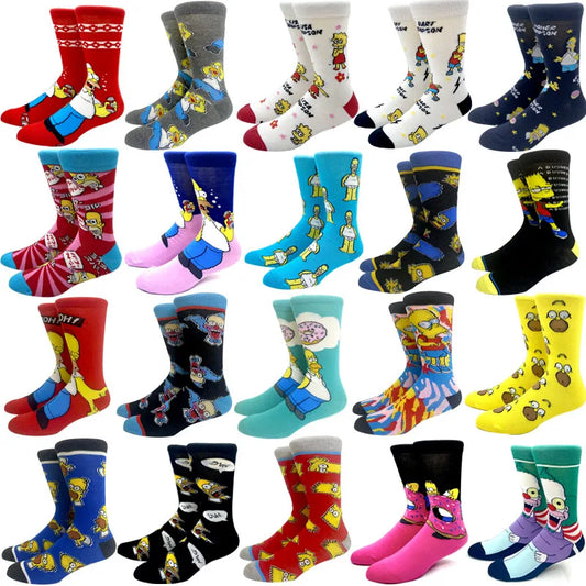 1 Pair The Simpsons Socks – Harajuku Cartoon Mid-Tube Unisex Skate Style