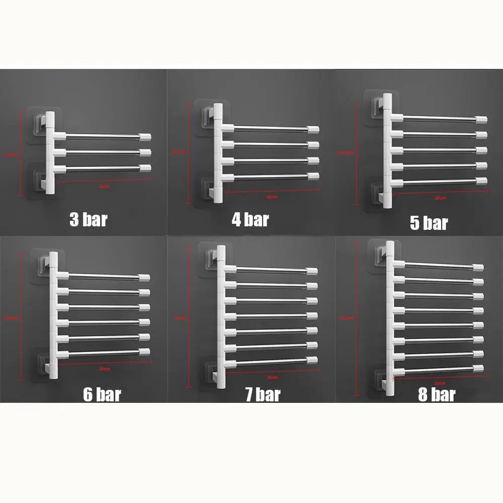 Rotatable Swing Arms Towel Rack – Wall-Mounted Space-Saving Aluminum Organizer