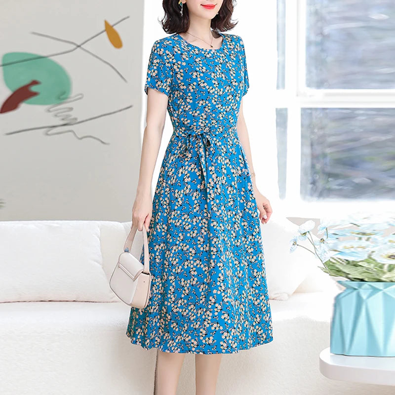 2024 Floral Print Bohemian Dress – O-Neck Sleeveless Loose Long Dress for Women