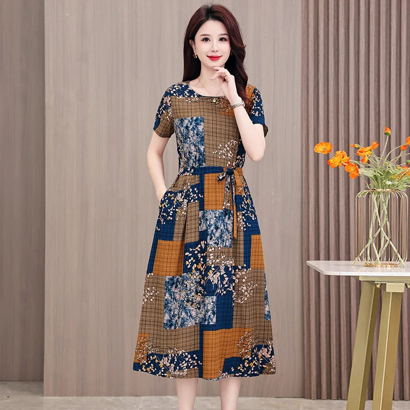 2024 Floral Print Bohemian Dress – O-Neck Sleeveless Loose Long Dress for Women