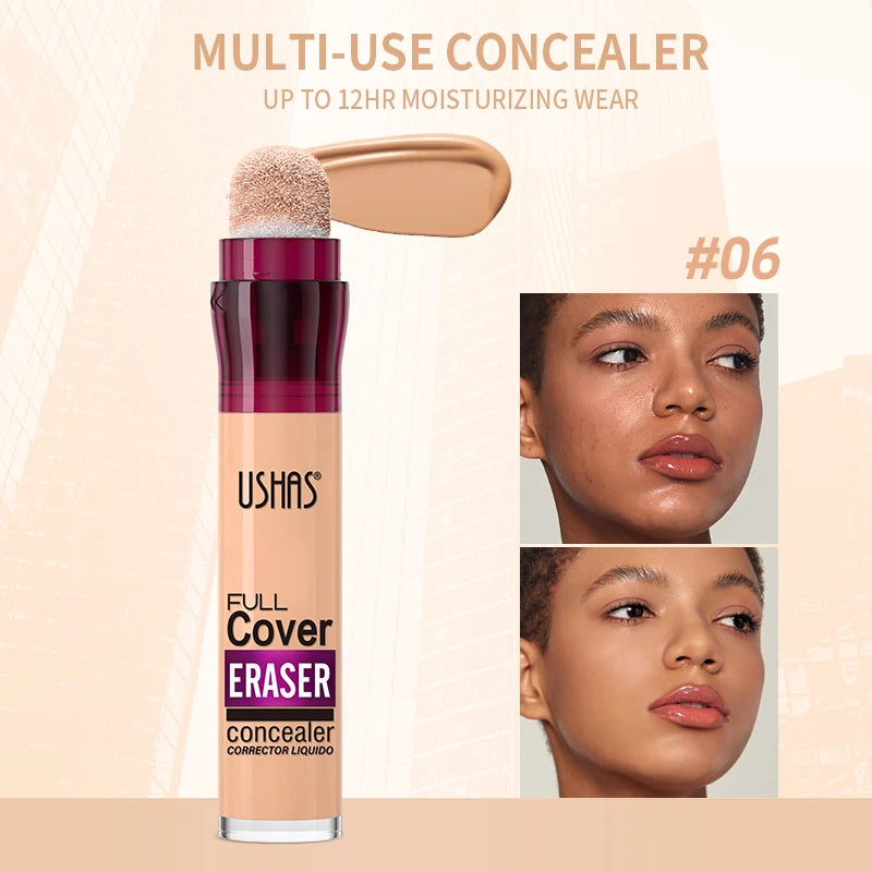 USHAS 12-Color Liquid Concealer – Moisturizing, Lightweight, Long-Lasting