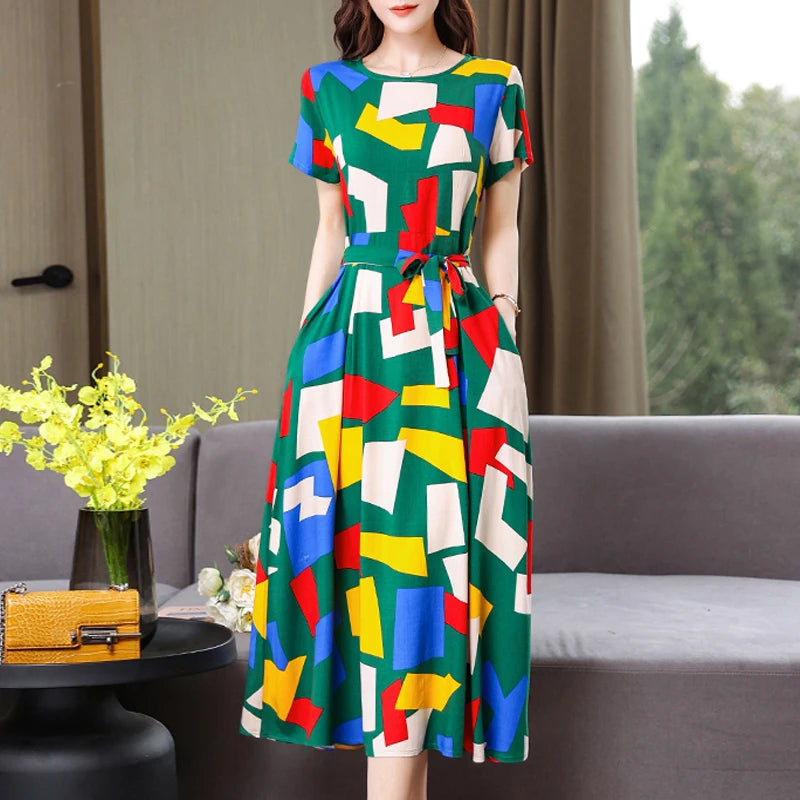 2024 Floral Print Bohemian Dress – O-Neck Sleeveless Loose Long Dress for Women