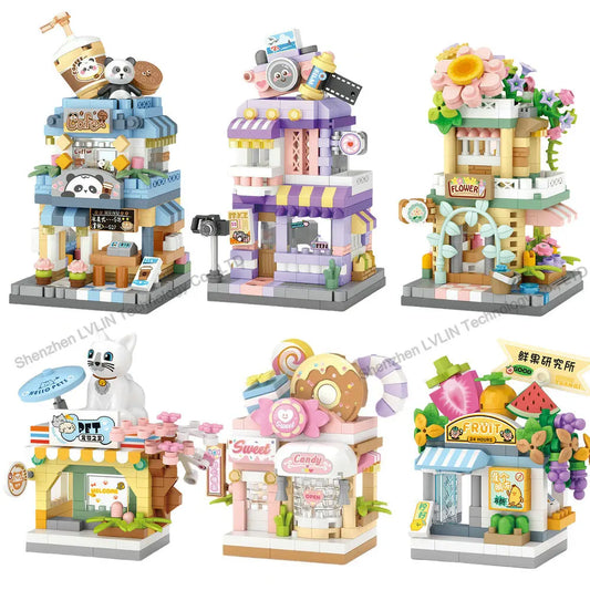 House Building Blocks Dessert Store Street View Snack Street Children's Toys Boys and Girls Gifts Compatible With Lego