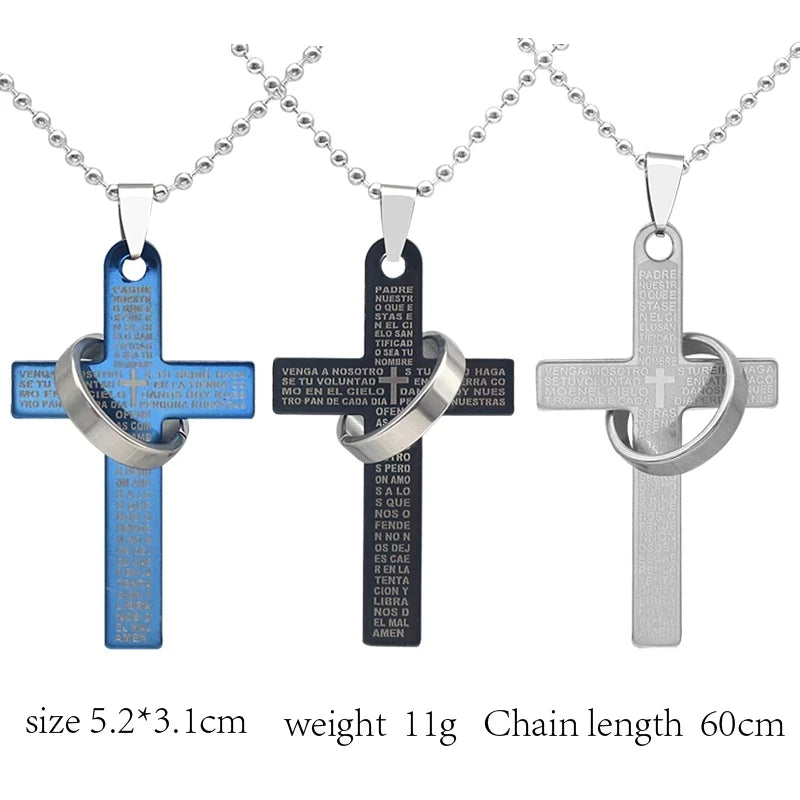 Trendy Cross Necklace – Hip Hop Beaded Chain with Bible Verses, Unisex Jewelry