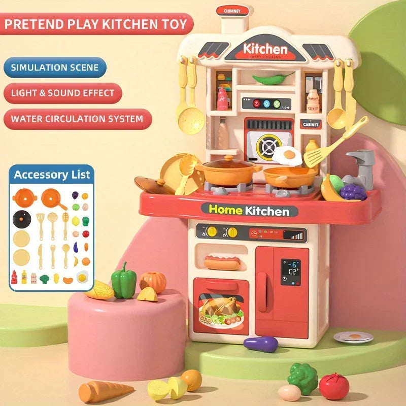Kids Realistic Kitchen Playset – Cooking Toys with Light & Sound for Ages 3+