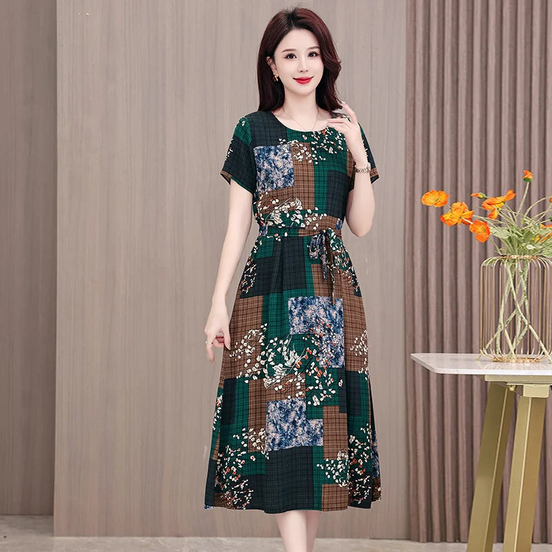 2024 Floral Print Bohemian Dress – O-Neck Sleeveless Loose Long Dress for Women