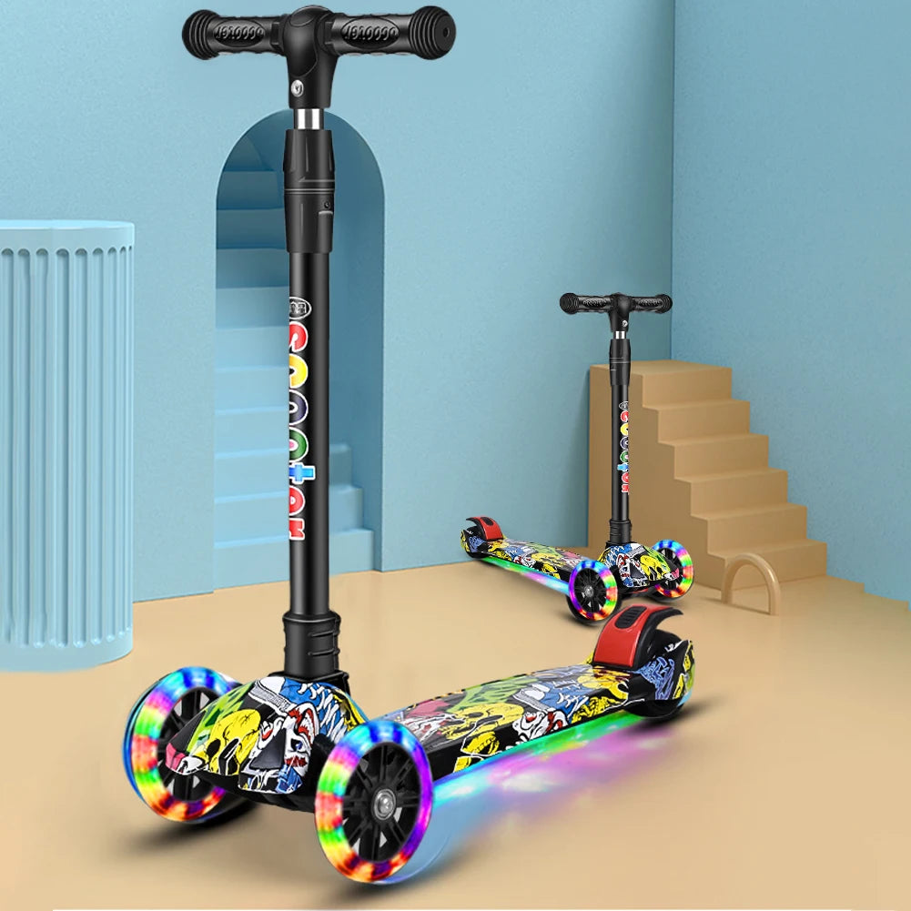 Foldable One-Pedal Three-Wheel Kick Scooter for Kids (Ages 2-10)