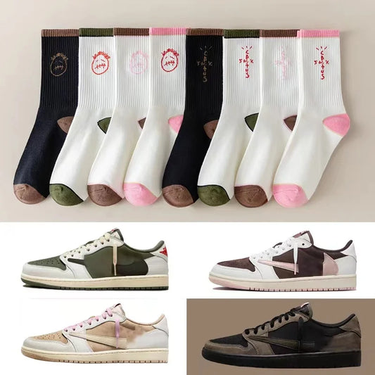 Fun street black men's socks, Cantum Jack skateboard socks, cute women's pink cotton socks as fashionable gifts