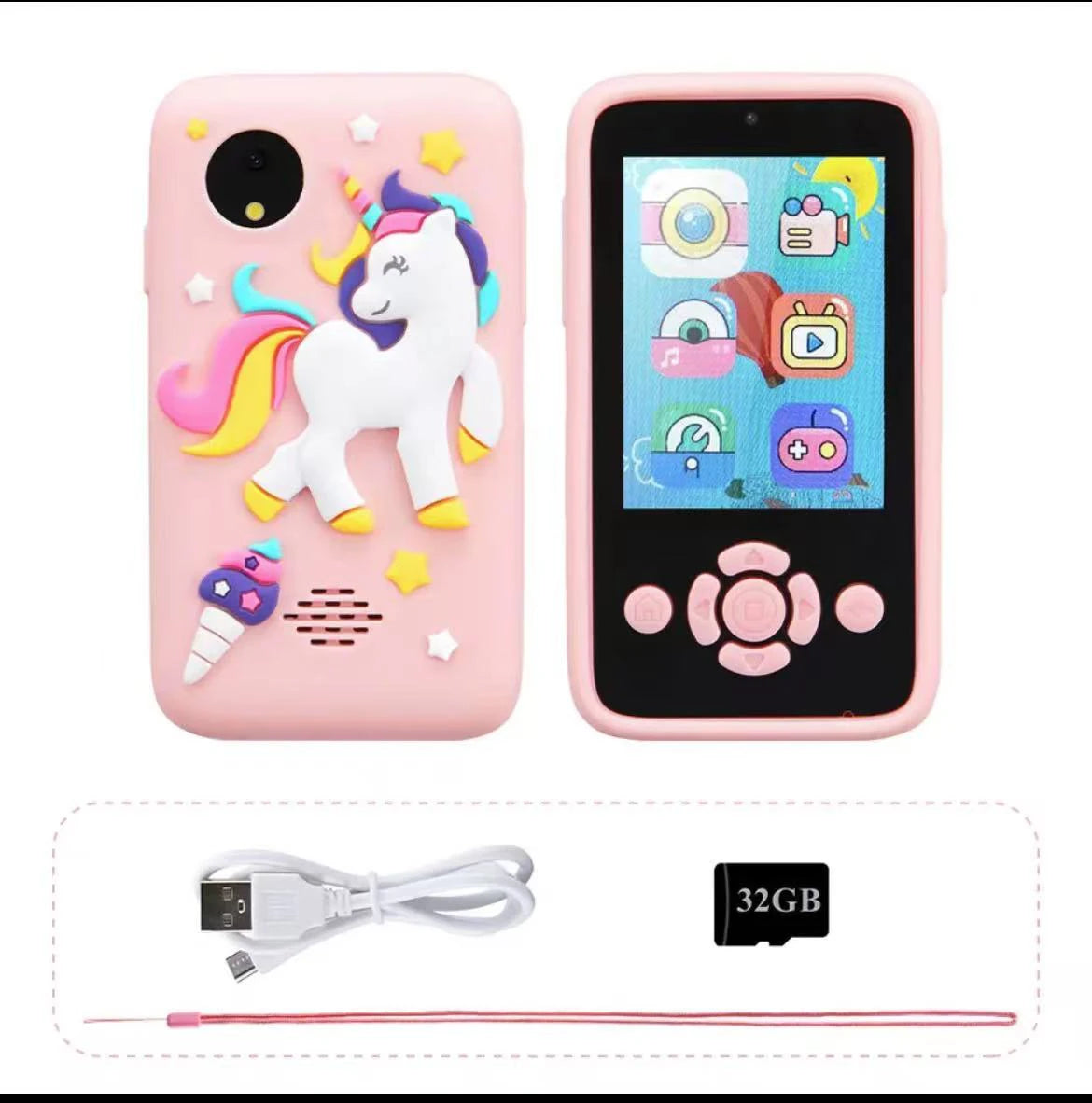 Children Phone Camera Toys Mp3 Music Player Puzzle Games Tooddler Leaning Toys for Girls Boys Age 3-10 Birthday Gifts With 32G